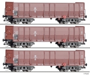 Tillig 01141 - TT - 3-tlg. Set Offene Güterwagen, DR, Ep. III